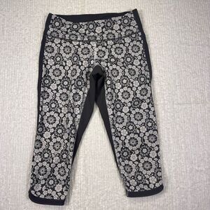 Lululemon Athletica Twiggy Print Nimbus Soot Light Ignite Crop Leggings Size 4
